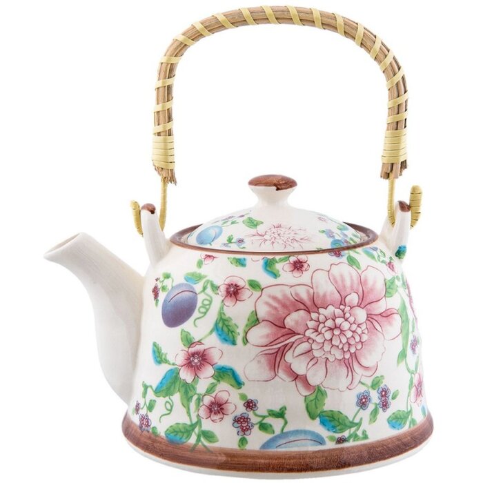 Clayre & Eef 6CETE0028 Tetera con Colador 700 ml Flores Multicolor