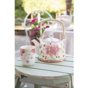 Clayre & Eef 6CETE0028 Tetera con Colador 700 ml Flores Multicolor