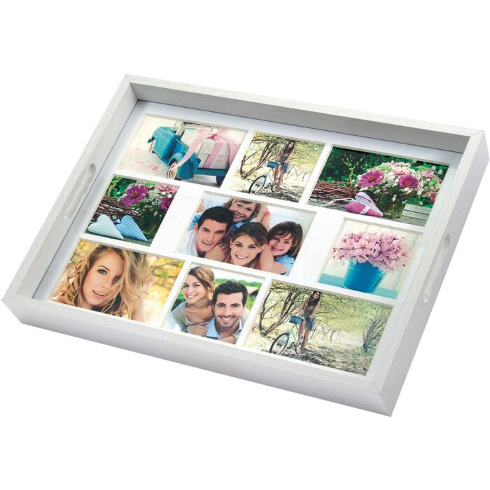 ZEP Bandeja de fotos KIARA blanca 9 fotos 10x10 cm y 10x15 cm (45x35 cm)