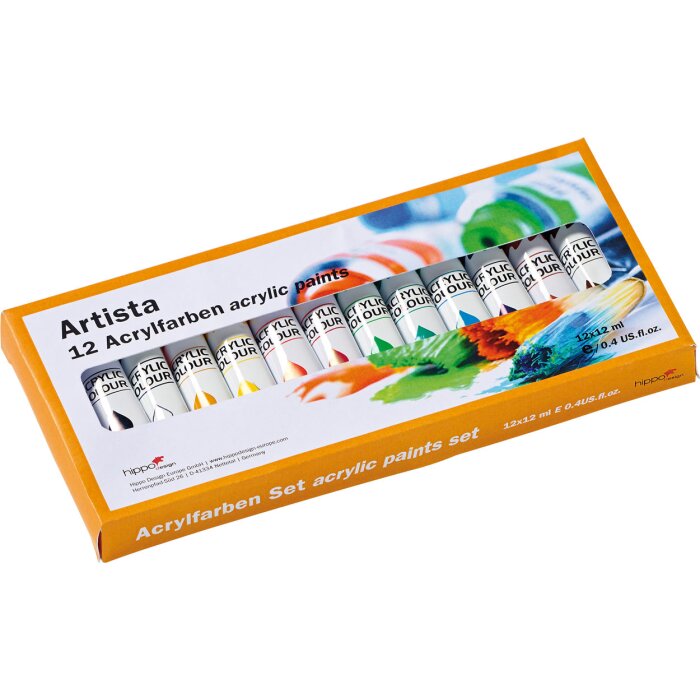 Pinturas acrílicas, 12 colores surtidos