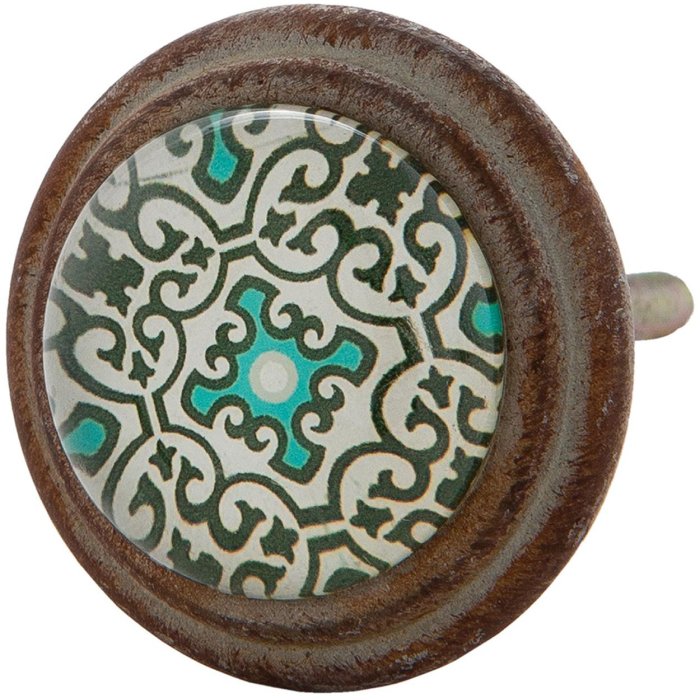 Clayre & Eef 63295 Pomo Puerta Ø 4 cm Verde Marrón Metal Redondo