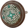 Clayre & Eef 63295 Pomo Puerta Ø 4 cm Verde Marrón Metal Redondo