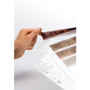 fundas para negativos de polipropileno herma transparente - 10 tiras de 4 negativos cada una