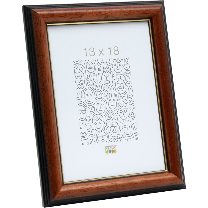 Marco de madera clásico Deknudt S222H3 marrón con borde dorado 10x15 cm