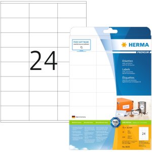 Etiquetas Premium A4, papel blanco 70x36 mm mate 240 unid.