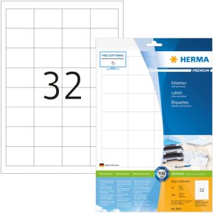 Etiquetas Premium A4, papel blanco 48,3x33,8 mm mate 320...
