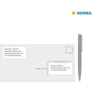 Etiquetas Premium A4, papel blanco 70x37 mm mate 240 unid.