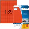 Etiquetas HERMA A4 rojo 25,4x10 mm papel mate 3780 piezas
