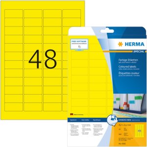 Etiquetas A4 amarillo 45,7x21,2 mm papel mate 960 unid.