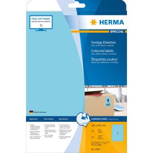 etiquetas herma a4 azul 210x297 mm papel mate 20 piezas