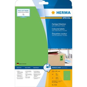 etiquetas herma a4 verde 210x297 mm papel mate 20 piezas