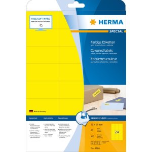 Etiquetas HERMA A4 amarillo 70x37 mm papel mate 480 unidades