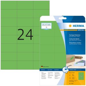Etiquetas HERMA A4 verde 70x37 mm papel mate 480 unidades