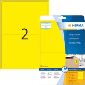 Etiquetas a4 amarillo 199,6x143,5 mm papel mate 40 uds.