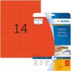 Etiquetas a4 rojo 105x42,3 mm papel mate 280 uds.