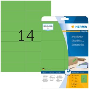 Etiquetas A4 verde 105x42,3 mm papel mate 280 unid.
