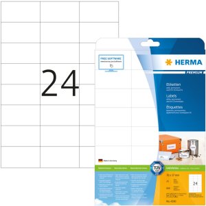 Etiquetas Premium A4, papel blanco 70x37 mm mate 600 unid.