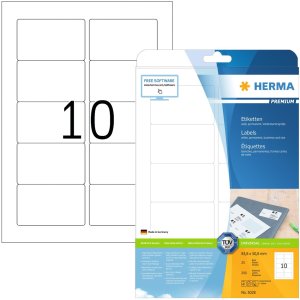 Etiquetas Premium A4, papel blanco 83,8x50,8 mm mate 250...