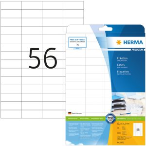 Etiquetas Premium a4, papel blanco 52,5x21,2 mm mate 1400...