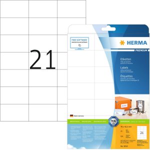 Etiquetas Premium A4, papel blanco 70x42,3 mm mate 525 unid.