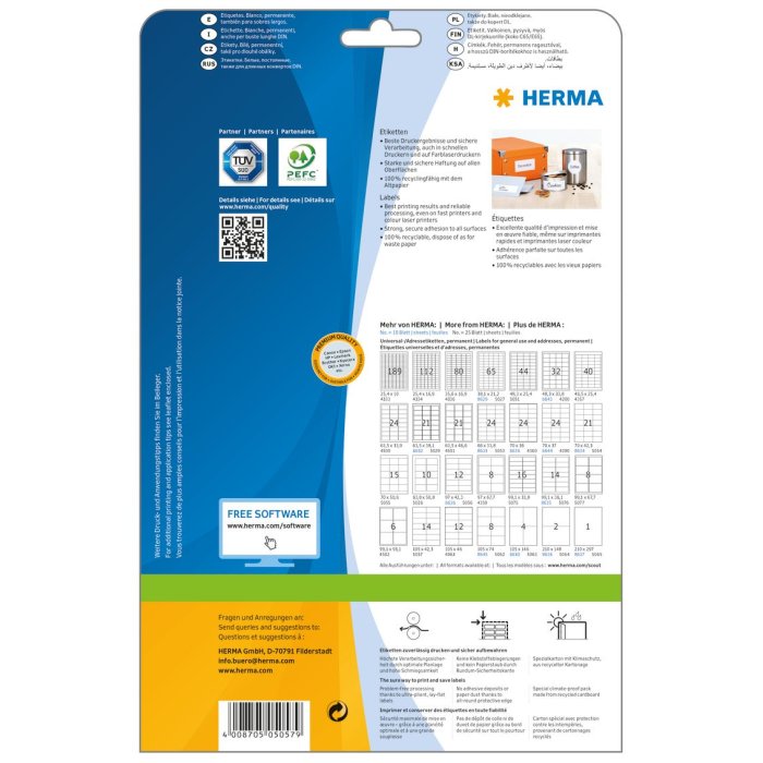 Etiquetas Premium a4, blanco 105x42,3 mm papel mate 350 uds.