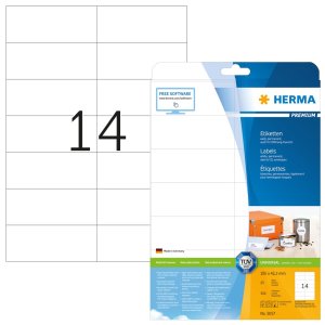 Etiquetas Premium a4, blanco 105x42,3 mm papel mate 350 uds.