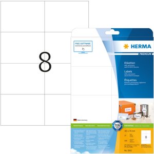 Etiquetas Premium A4, papel blanco 105x74 mm mate 200 unid.