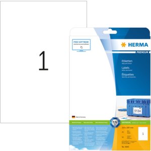 Etiquetas HERMA Premium A4, papel blanco 210x297 mm mate 25 unid.