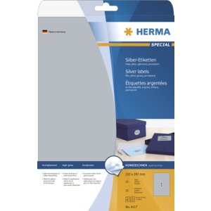 Etiquetas A4 plata 210x297 mm papel de aluminio brillante...