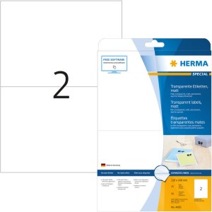 Etiquetas a4 transparente 210x148 mm lámina mate 50 uds.