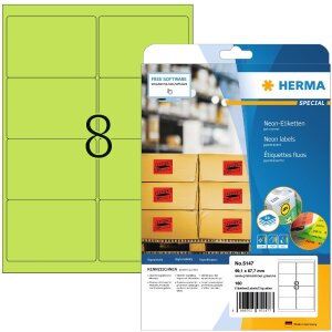 Etiquetas A4 verde neón 99,1x67,7 mm papel mate...
