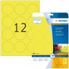 Etiquetas A4 amarillo neón Ø 60 mm papel redondo mate 240 unid.