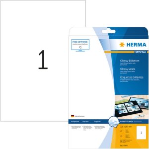 Etiquetas A4 blanco 210x297 mm papel brillo 25 unid.