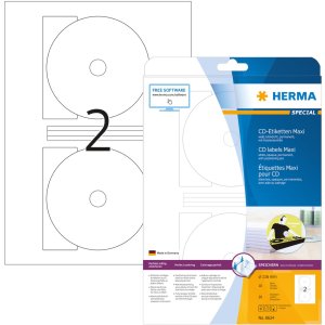 Etiquetas CD Maxi A4 blanco Ø 116 mm papel opaco mate 20 unid.