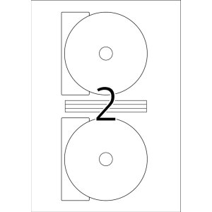 Etiquetas CD Maxi A4 blanco Ø 116 mm papel opaco mate 20 unid.