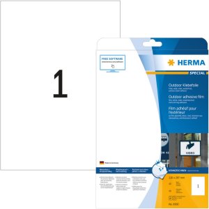 Etiquetas A4 Lámina adhesiva exterior blanca 210x297 mm Lámina mate 10 unid.