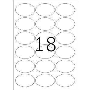 Etiquetas A4 blancas 63,5x42,3 mm ovaladas Movibles-papel removible mate 450 unid.