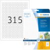 Etiquetas A4 blancas Ø 10 mm redondas Movibles-papel removible mate 7875 unid.