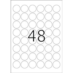 Etiquetas A4 blancas Ø 30 mm redondas...