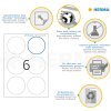 Etiquetas A4 blancas Ø 85 mm redondas Movibles-papel removible mate 150 unid.