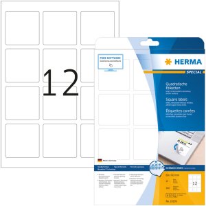 Etiquetas A4 blanco 60x60 mm cuadrado Papel movible-desmontable mate 300 unid.