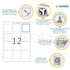 Etiquetas A4 blanco 60x60 mm cuadrado Papel movible-desmontable mate 300 unid.