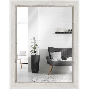 Marco de madera H640 blanco 20x28 cm espejo cristal