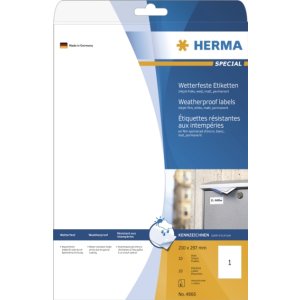 Etiquetas inkjet A4 blanco 210x297 mm lámina resistente a la intemperie mate 10 unid.