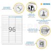 Etiquetas A4 blanco 63,5x8,5 mm Papel movible-desmontable mate 2400 unid.
