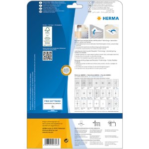 Etiquetas A4 blanco 45,7x21,2 mm Papel movible-desmontable mate 1200 unid.