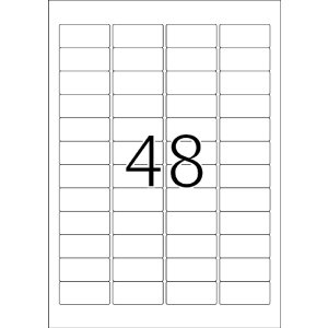 Etiquetas A4 blanco 45,7x21,2 mm Papel movible-desmontable mate 1200 unid.