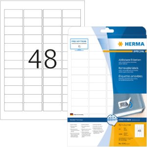 Etiquetas A4 blanco 45,7x21,2 mm Papel movible-desmontable mate 1200 unid.