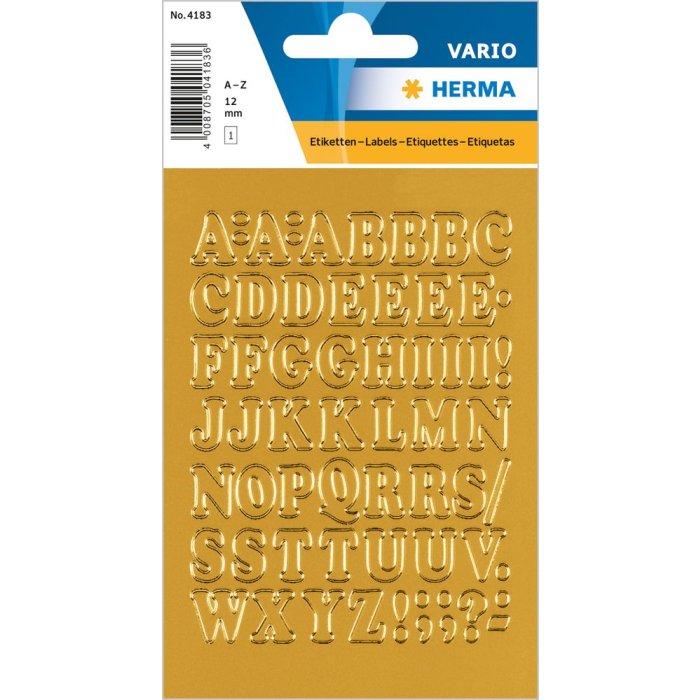 Pegatina HERMA letras A-Z lámina dorada, 12 mm