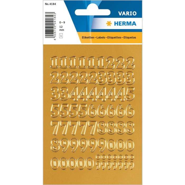 HERMA foil sticker oro números 0-9